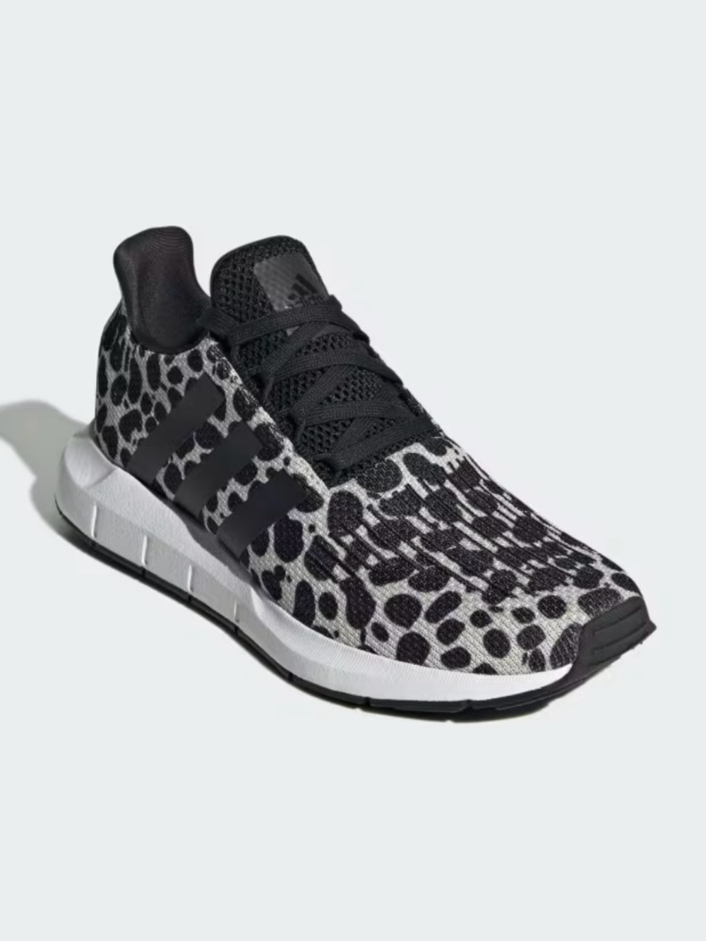 Adidas Leopard-Print Running Shoe in Black and White